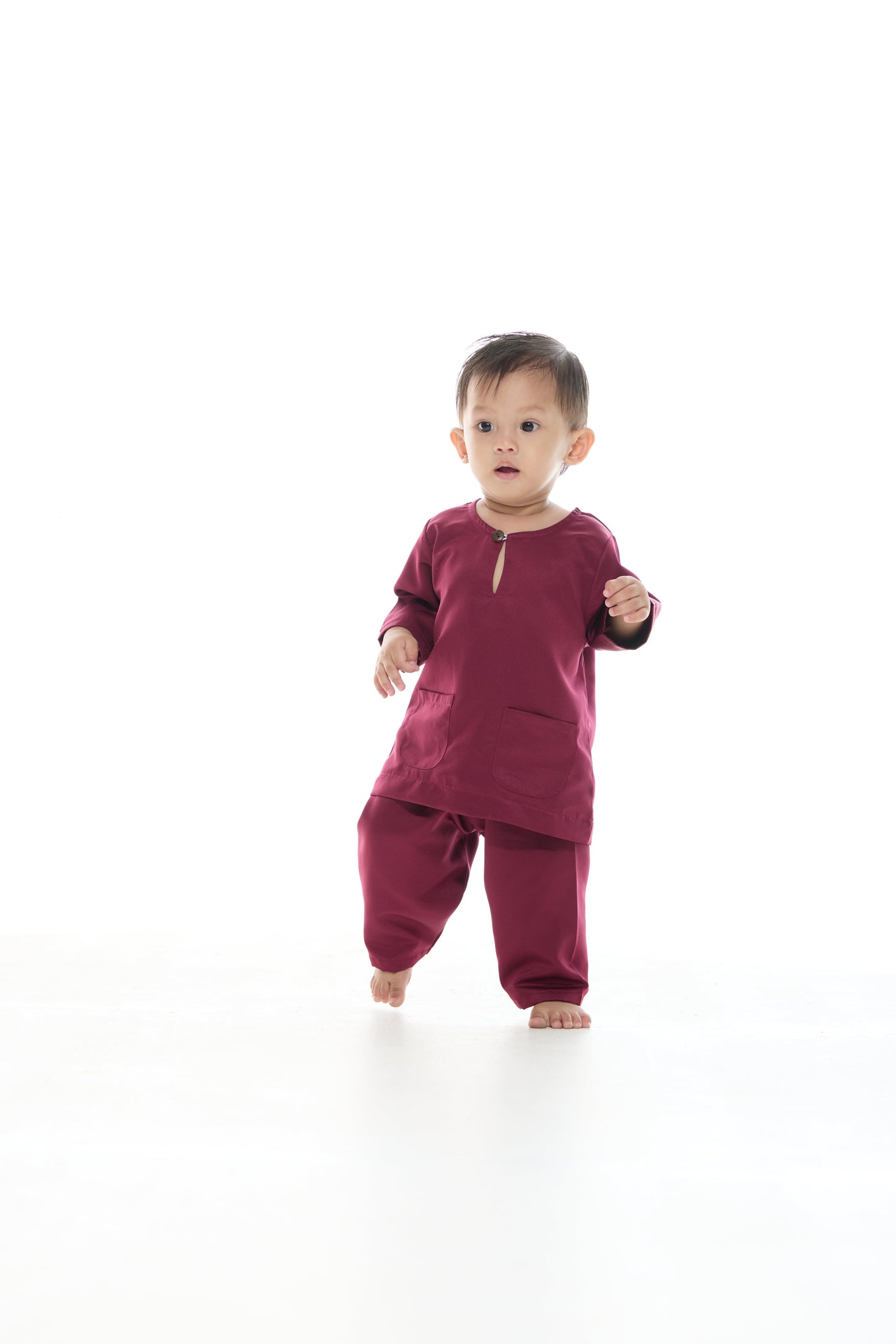 Baju Melayu Teluk Belanga BABIES - Burgundy