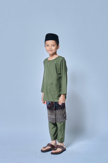 Baju Melayu BOYS Teluk Belanga Klasik -Moss Green