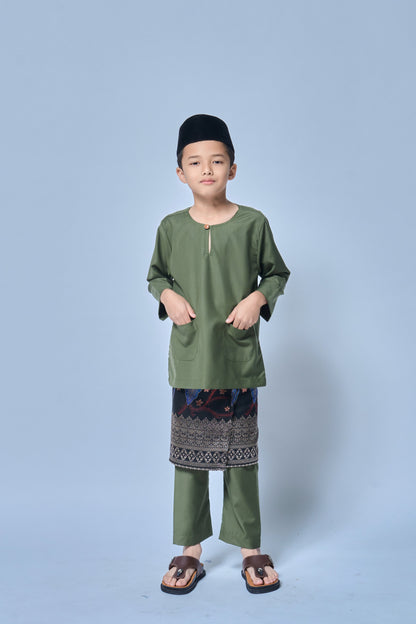 Baju Melayu BOYS Teluk Belanga Klasik -Moss Green