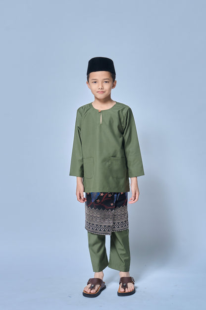 Baju Melayu BOYS Teluk Belanga Klasik -Moss Green