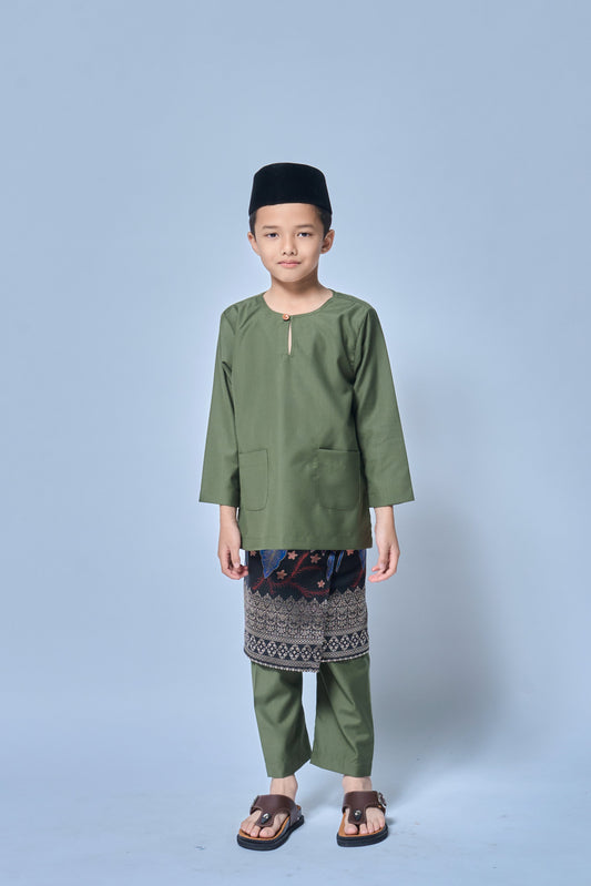 Baju Melayu BOYS Teluk Belanga Klasik -Moss Green