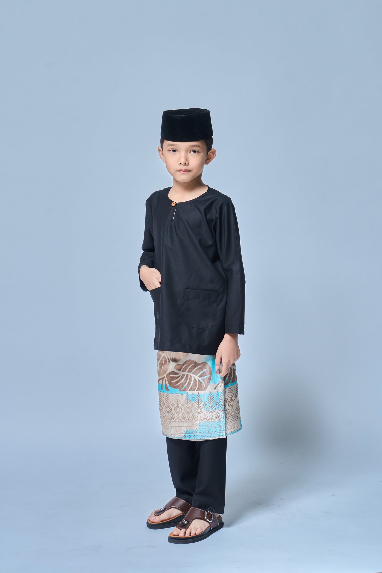 Baju Melayu BOYS Teluk Belanga Klasik -Black Coffee