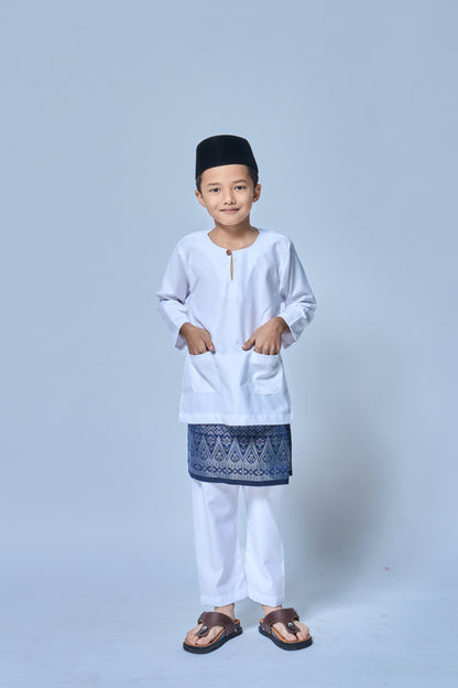 Baju Melayu BOYS Teluk Belanga Klasik -White