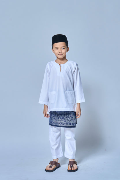 Baju Melayu BOYS Teluk Belanga Klasik -White