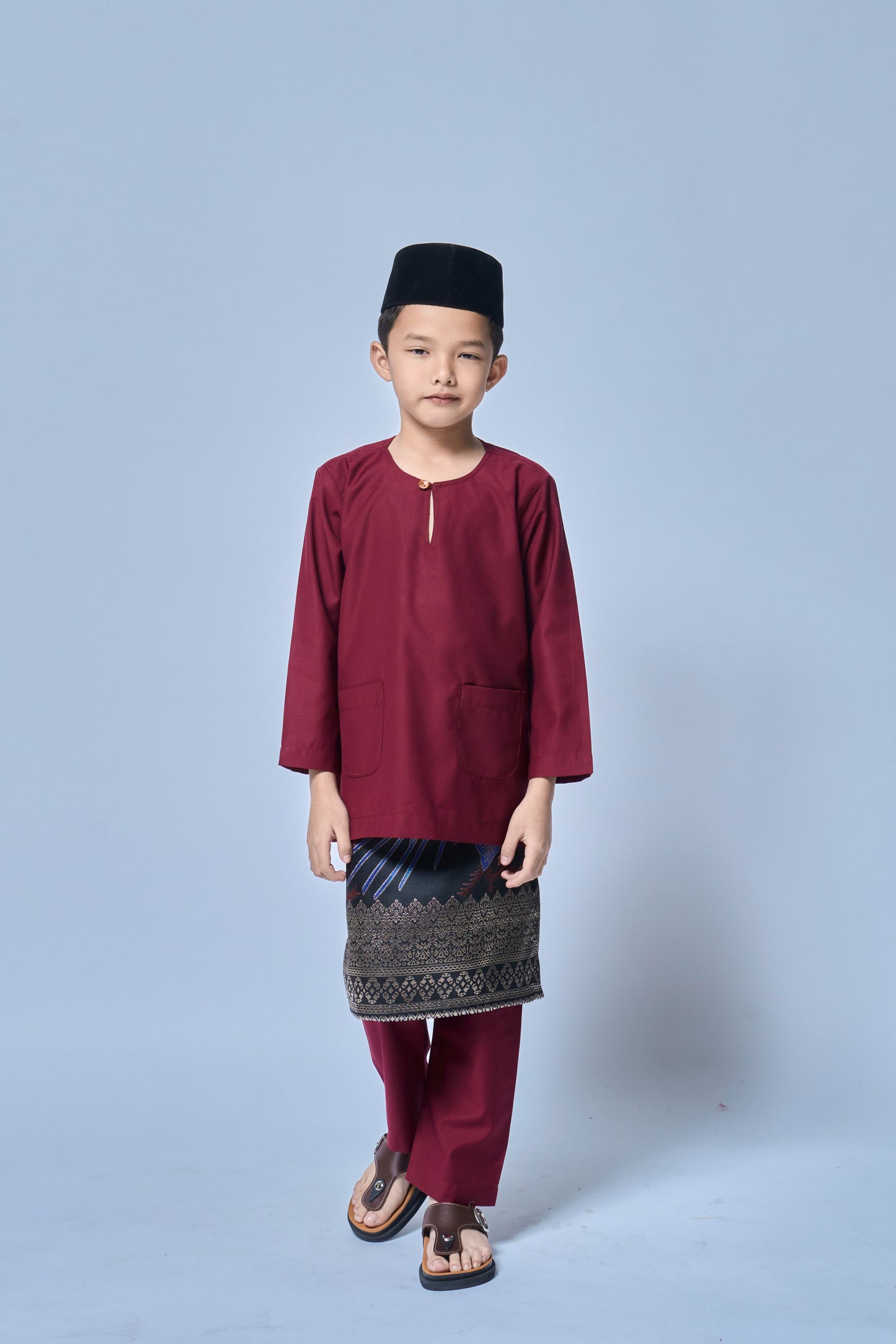 Baju Melayu BOYS Teluk Belanga Klasik -Burgundy