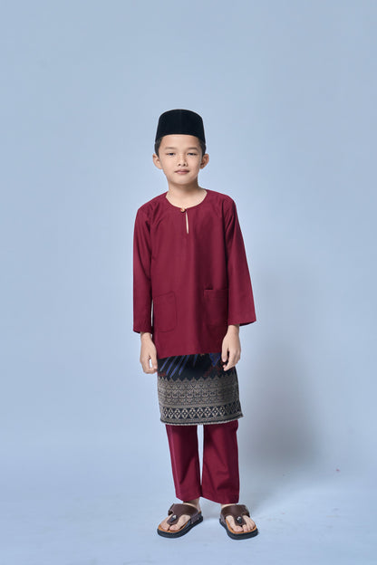 Baju Melayu BOYS Teluk Belanga Klasik -Burgundy