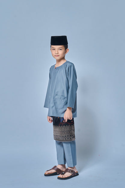 Baju Melayu BOYS Teluk Belanga Klasik -Steel Grey