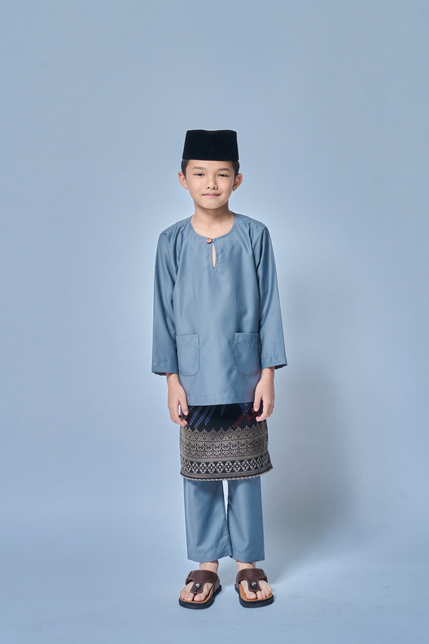 Baju Melayu BOYS Teluk Belanga Klasik -Steel Grey