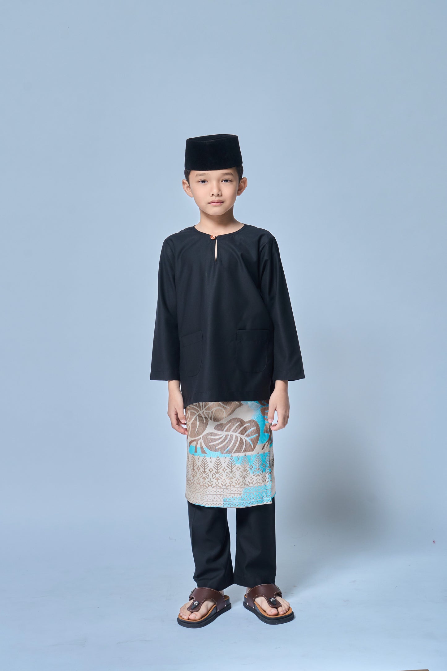 Baju Melayu BOYS Teluk Belanga Klasik -Black Coffee