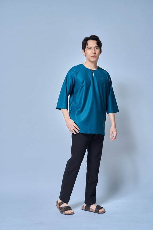 Kurta Nusantara Relaxed Fit - Teal Blue