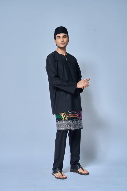 Baju Melayu MENS Teluk Belanga Klasik - Black Coffee