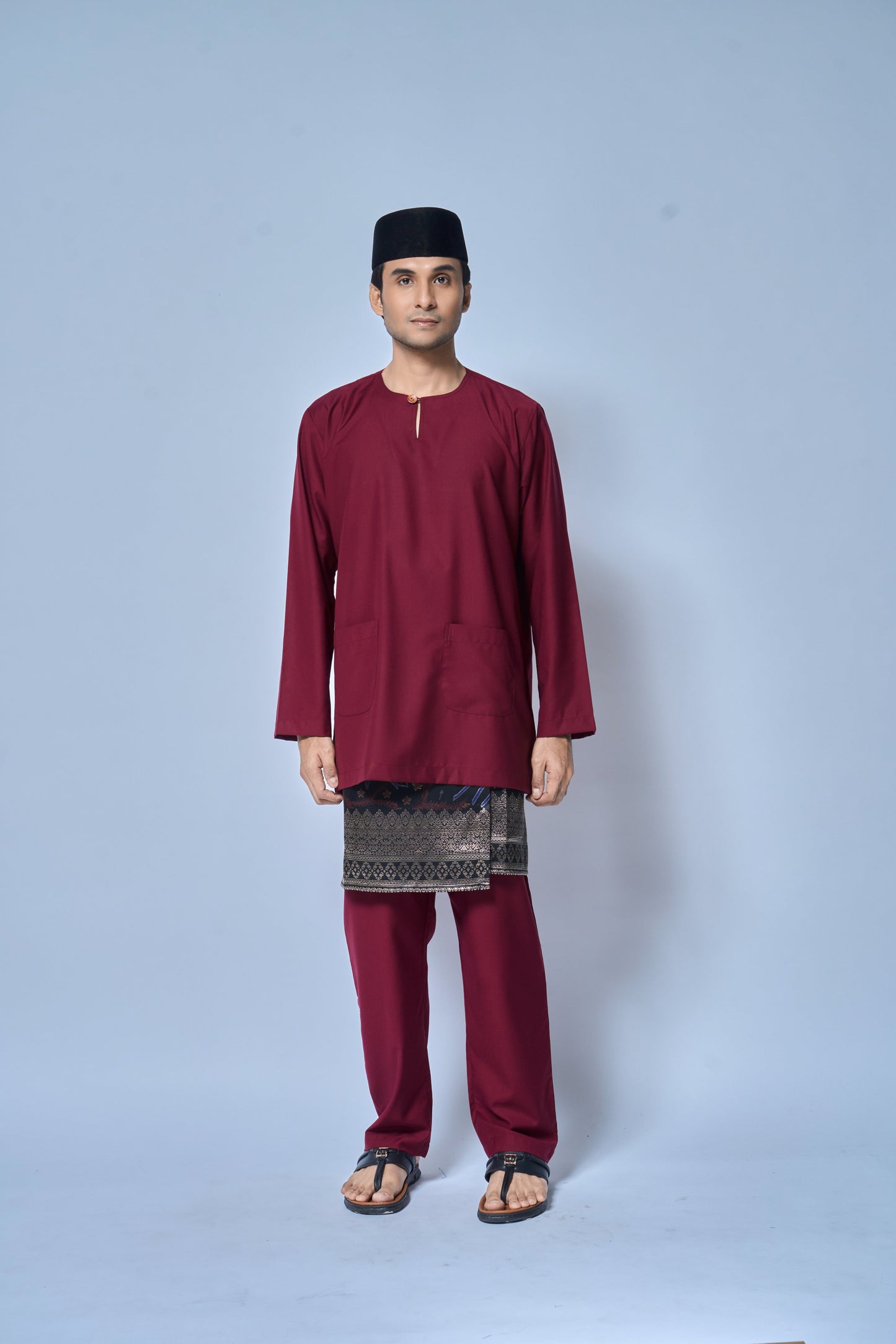 Baju Melayu MENS Teluk Belanga Klasik -Burgundy