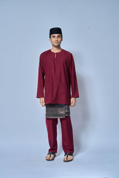 Baju Melayu MENS Teluk Belanga Klasik -Burgundy