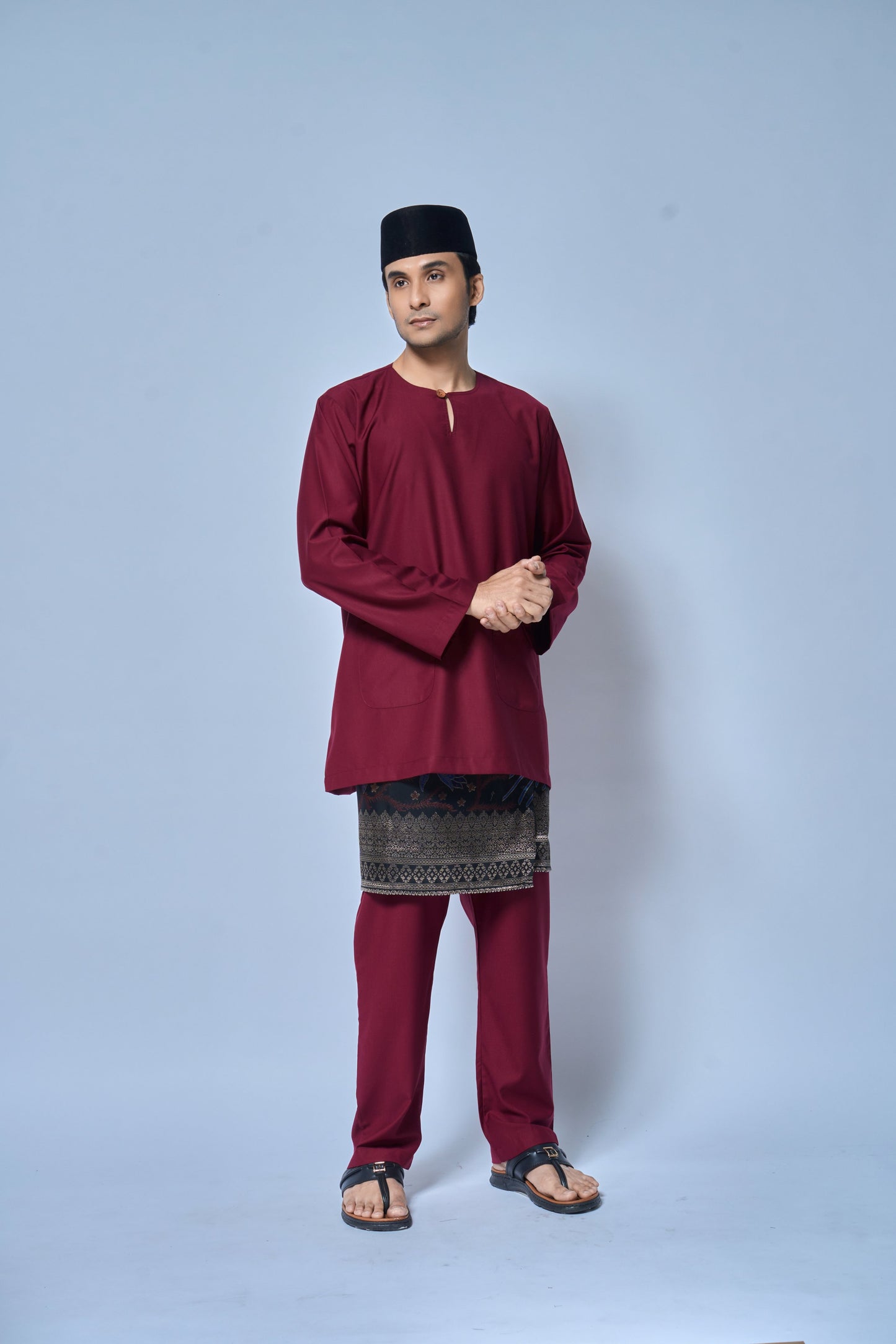 Baju Melayu MENS Teluk Belanga Klasik -Burgundy
