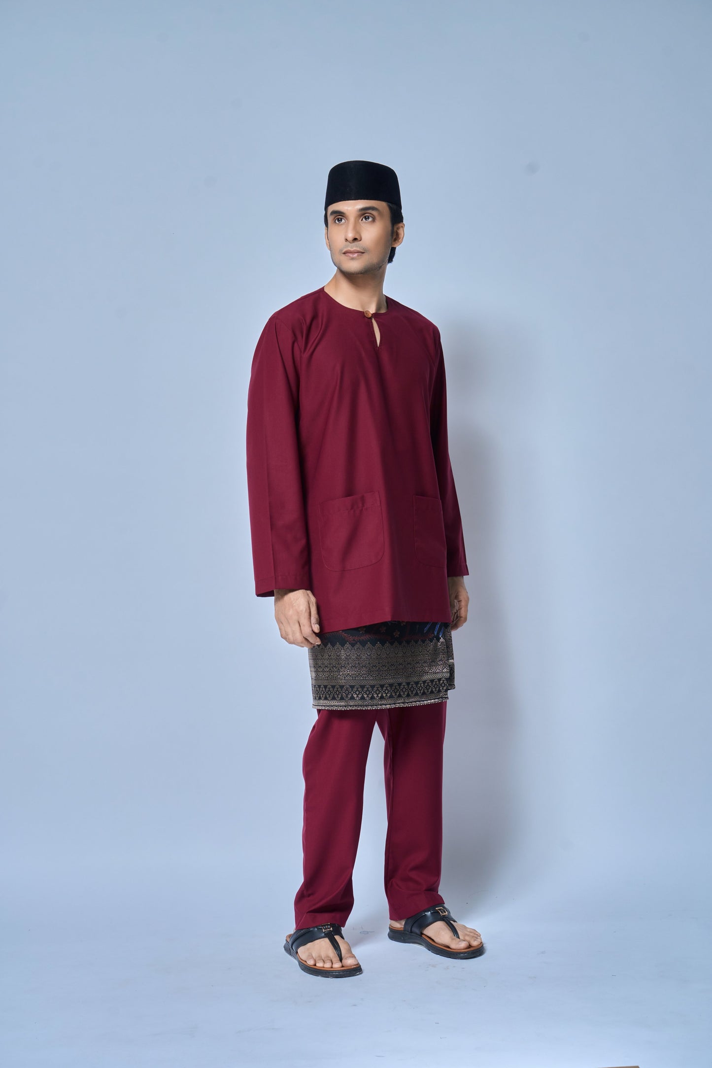Baju Melayu MENS Teluk Belanga Klasik -Burgundy