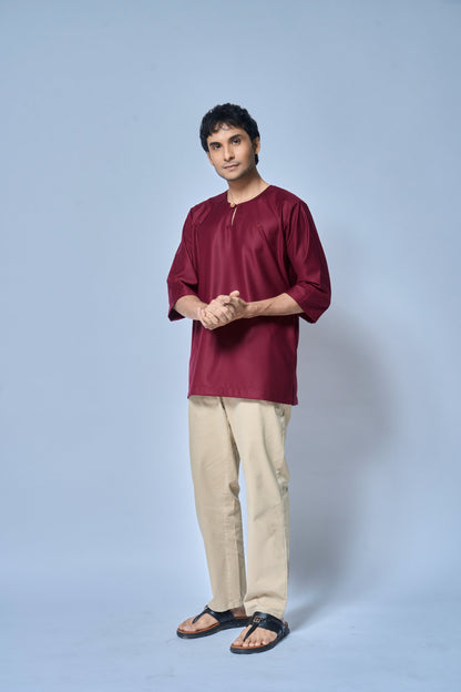 Kurta Nusantara Relaxed Fit - Burgundy