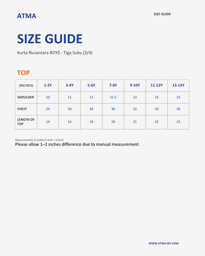 Size guide - Anak (Kids)