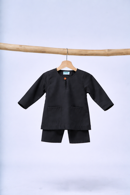 Baju Melayu BABIES Teluk Belanga Klasik - Black Coffee