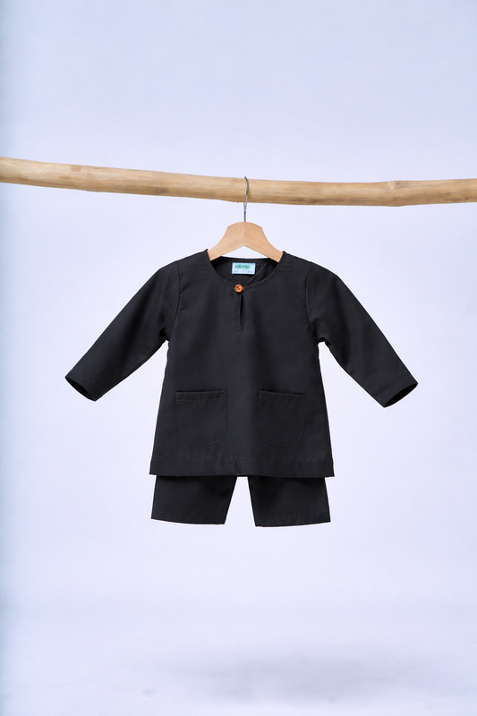Baju Melayu BABIES Teluk Belanga Klasik - Black Coffee