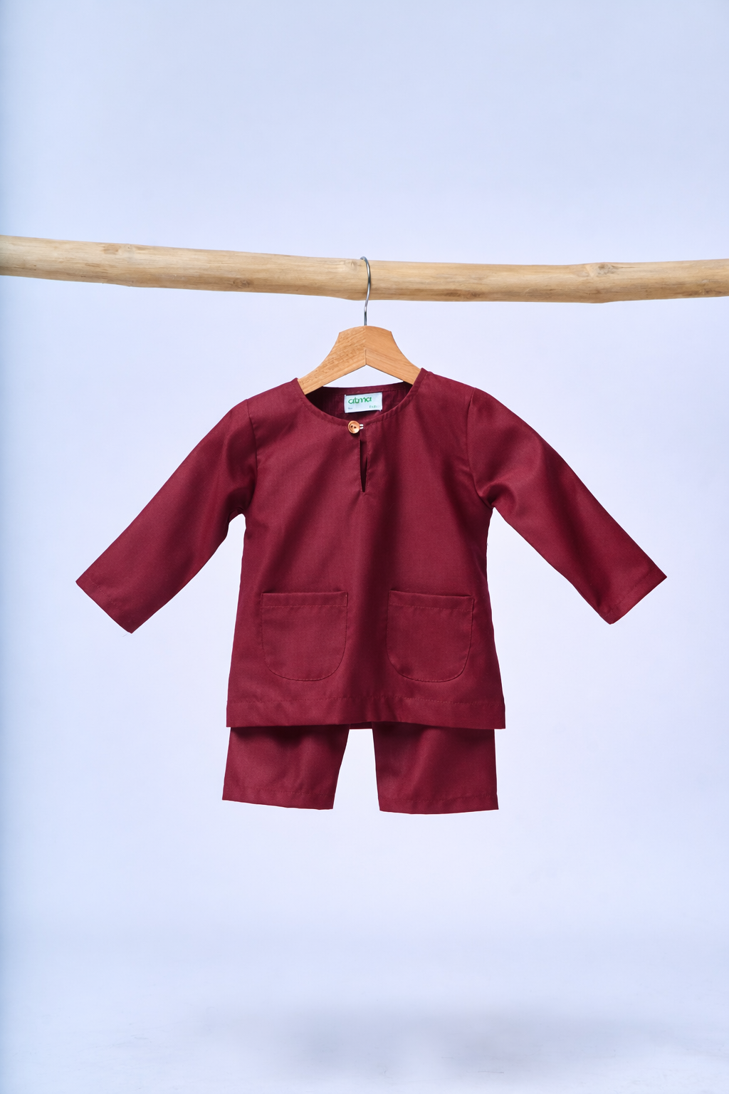 Baju Melayu BABIES Teluk Belanga Klasik -Burgundy