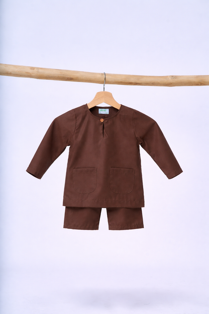 Baju Melayu BABIES Teluk Belanga Klasik - Mocha Brown