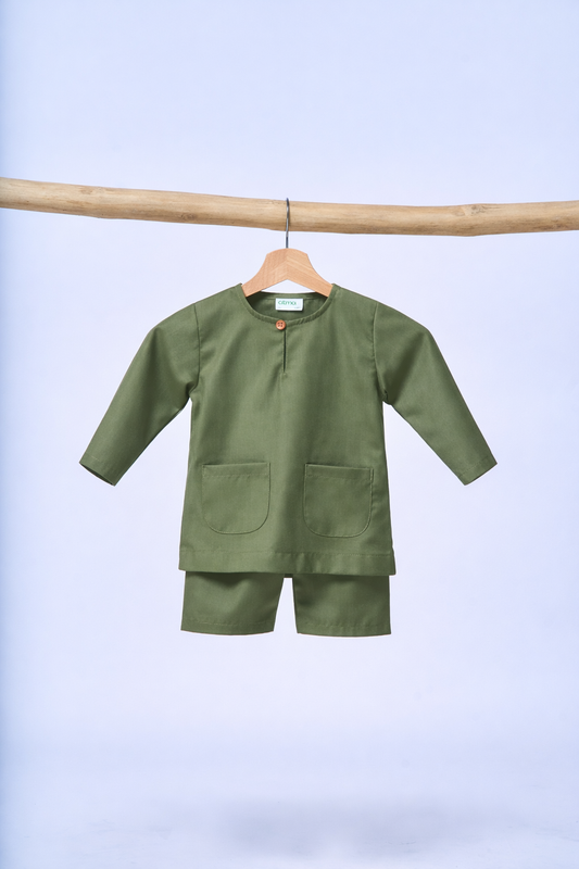 Baju Melayu BABIES Teluk Belanga Klasik - Moss Green
