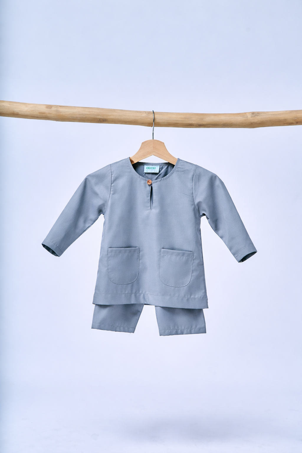 Baju Melayu BABIES Teluk Belanga Klasik - Steel Grey