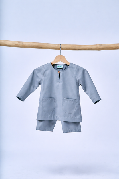 Baju Melayu BABIES Teluk Belanga Klasik - Steel Grey