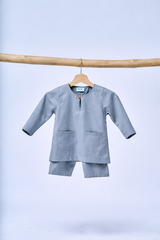 Baju Melayu BABIES Teluk Belanga Klasik - Steel Grey