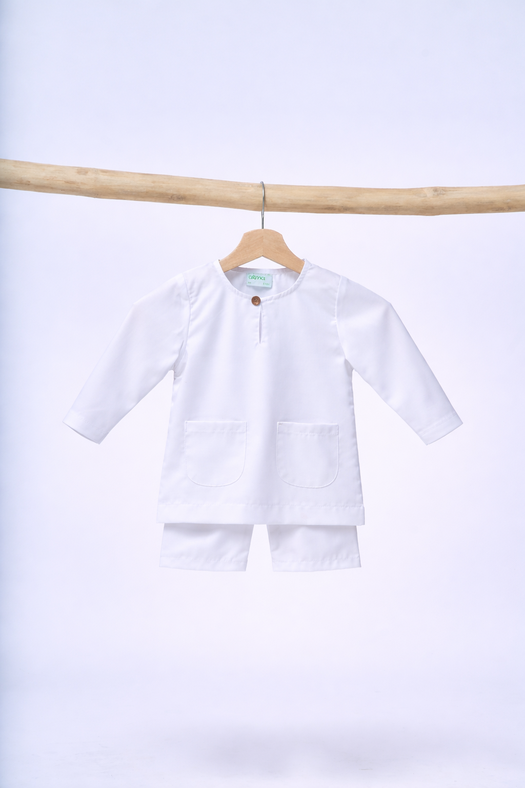 Baju Melayu BABIES Teluk Belanga Klasik - White