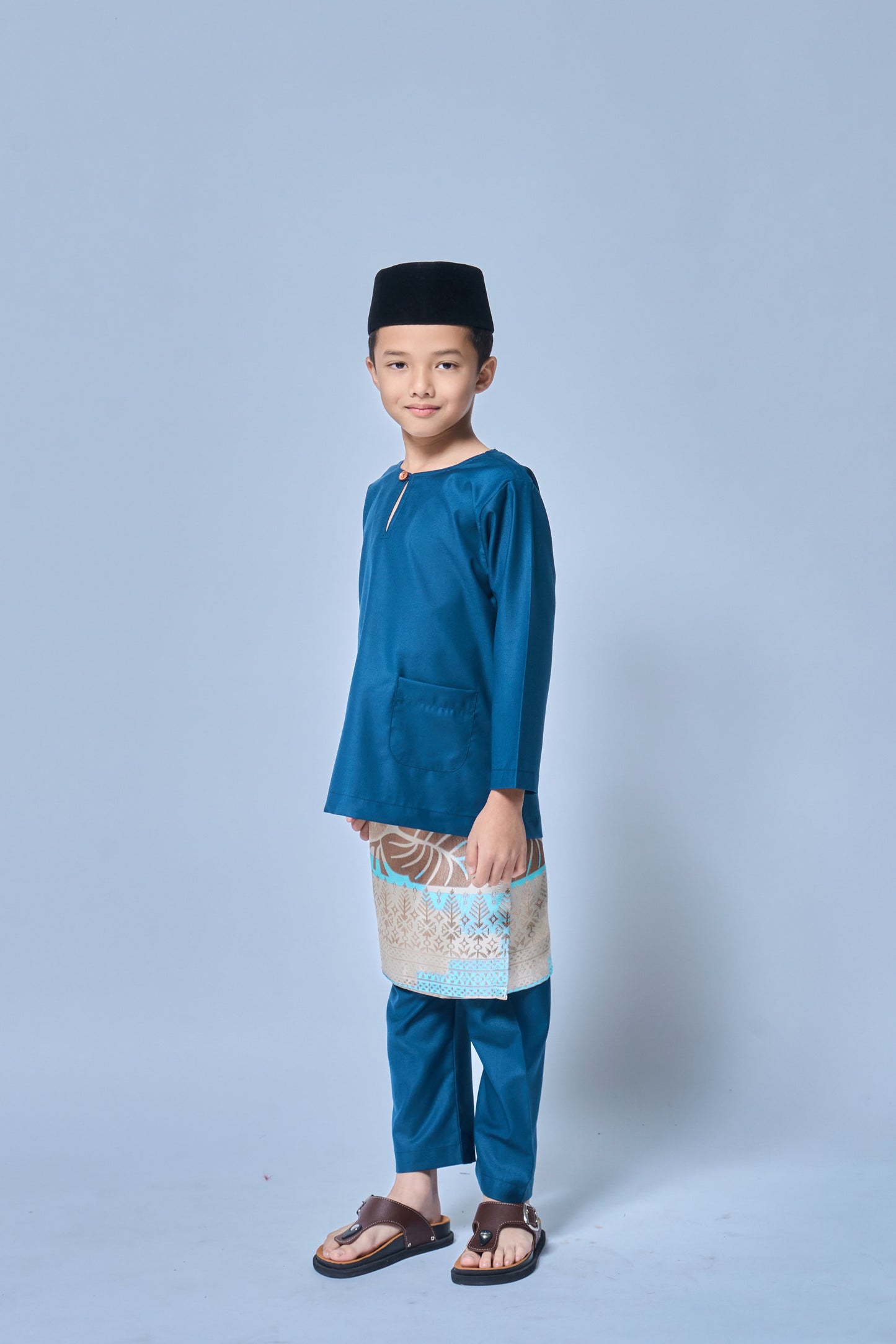 Baju Melayu BOYS Teluk Belanga Klasik-Teal Blue