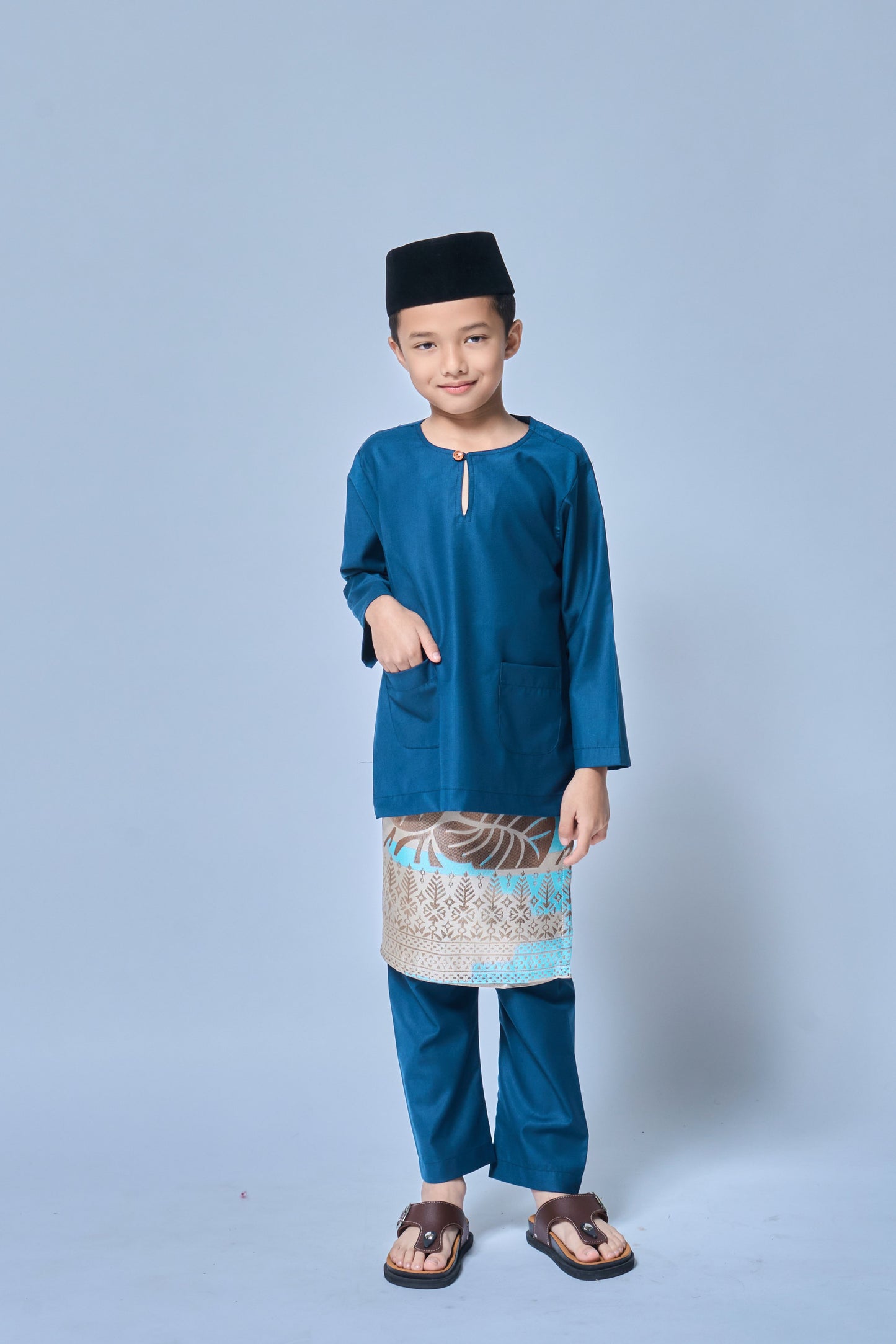 Baju Melayu BOYS Teluk Belanga Klasik-Teal Blue