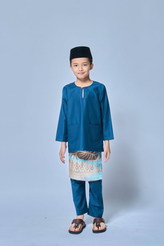 Baju Melayu BOYS Teluk Belanga Klasik-Teal Blue