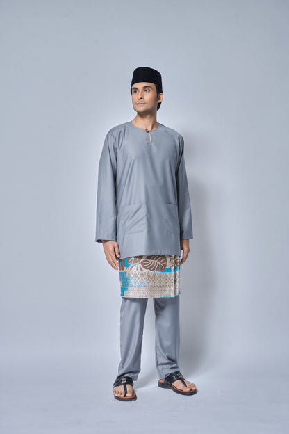 Baju Melayu MENS Teluk Belanga Klasik -Steel Grey