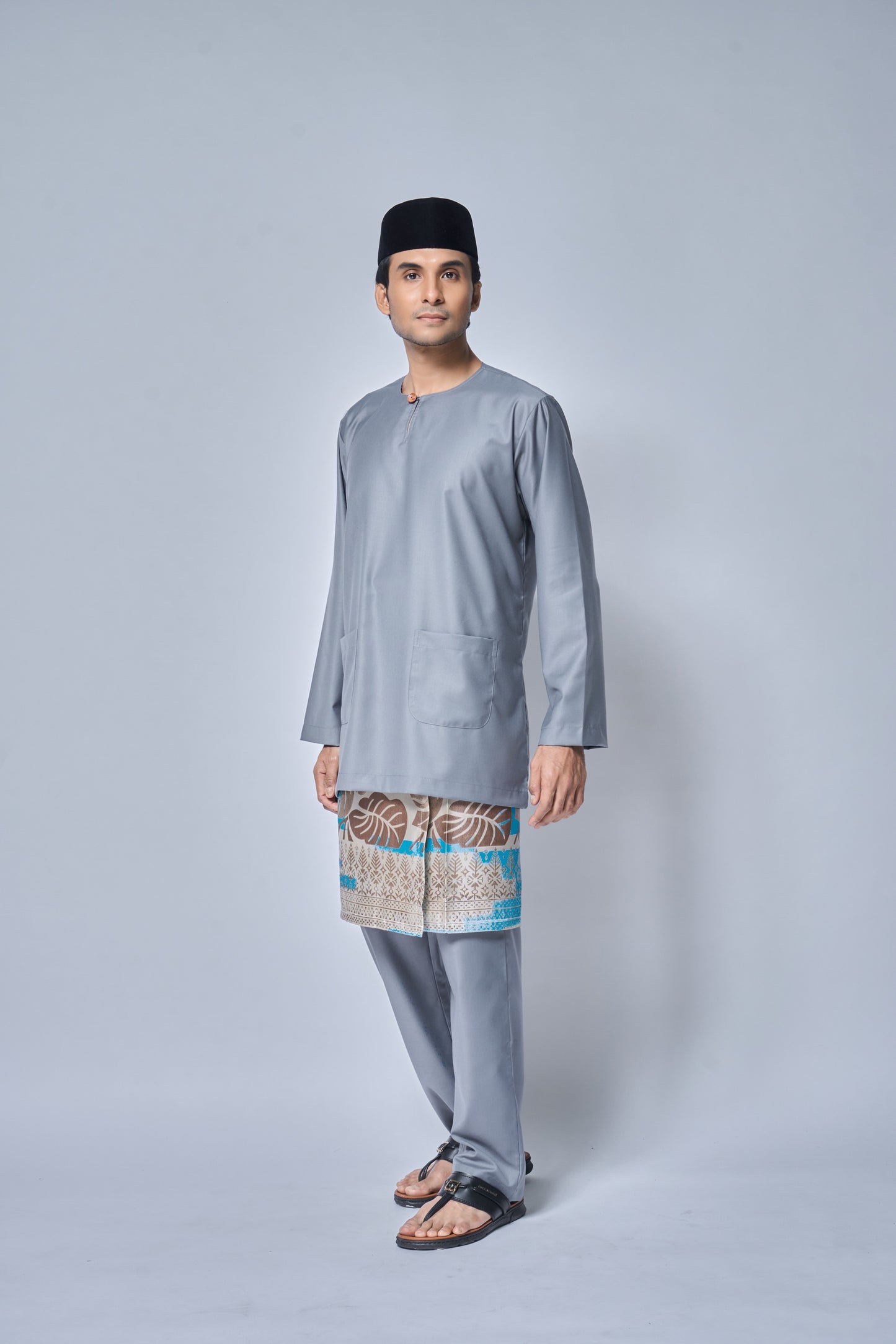 Baju Melayu MENS Teluk Belanga Klasik -Steel Grey