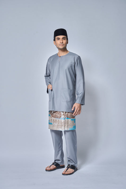 Baju Melayu MENS Teluk Belanga Klasik -Steel Grey